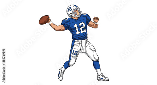 Dynamic action shot of quarterback throwing football during intense professional game competition