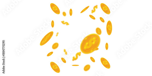 Gold coin splash bingo jackpot win casino poker coins vector 3D transparent baground