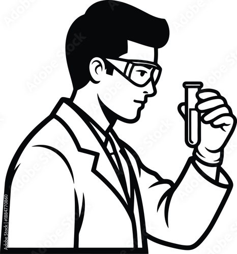 Scientist Examining Test Tube Contents Closely.