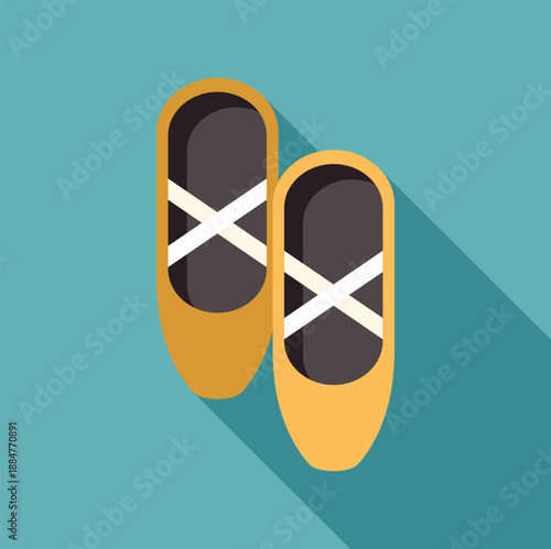 Ballet pointe shoes icon representing dance and performance on a blue backdrop