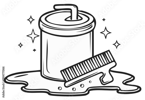 Sparkling Clean Reusable Water Bottle with Scrub Brush and Water Splashes