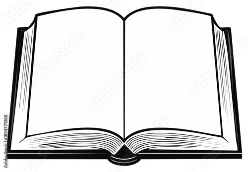 Open Blank Book Silhouette Isolated on White Background