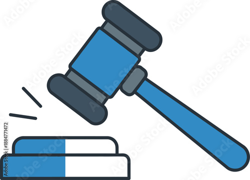 Gavel hitting block in courtroom scene