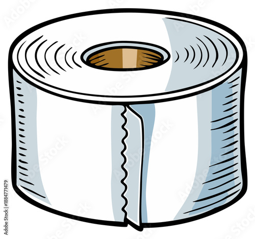 Cartoon Illustration of a Roll of Toilet Paper for Cleaning and Hygiene