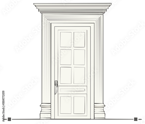 Elegant Classic Style Interior Door Vector Graphic in Ornate Architectural Frame