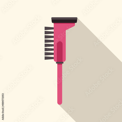 Pink ice scraper with snow brush preparing for winter weather