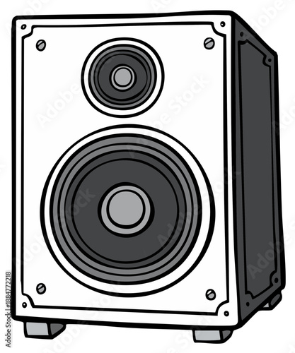 Retro Speaker Illustration Two Loudspeakers Audio Equipment Stereo System