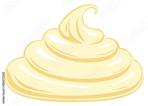 Cartoon creamy swirl of frosting or cream element isolated design
