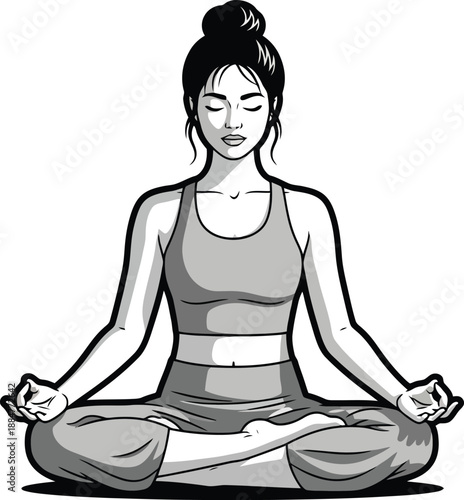 Woman Meditating in Lotus Position Serene Yoga.