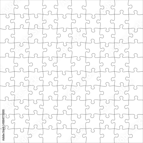 Blank kinder puzzle template with separate jigsaw pieces for kids’ educational games, vector design for printable crafts, learning activities, and creative mockups.