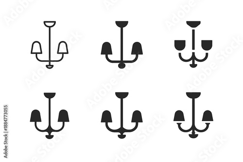 Lighting Design Icons. Lighting design for the home. Icon set. Set Logo of lighting design for the home: modern chandelier. harmonious logo variations of the