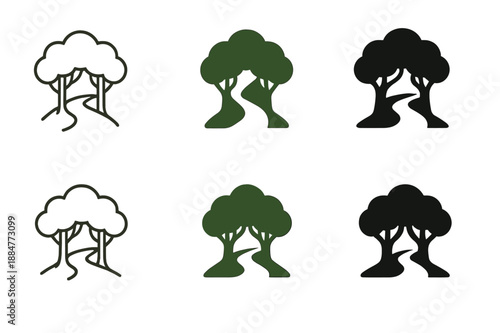 Wildlife Conservation Icons. Wildlife habitats and endangered species conservation. Icon set. Set Logo of Wildlife habitats and endangered species