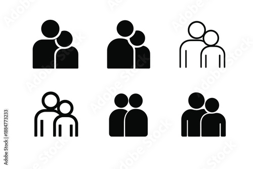 Support Emblem Variations. Offering a shoulder to lean on during a tough situation. Icon set. Set Logo of offering a shoulder to lean on during a tough