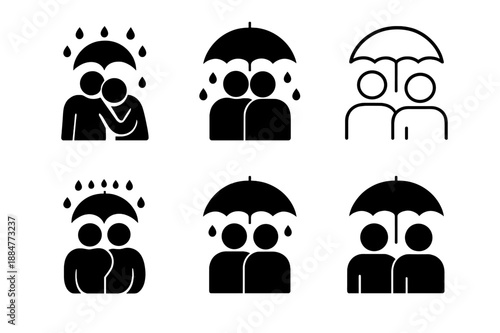 Supportive Icon Set. Offering a shoulder to lean on during a tough situation. Icon set. Set Logo of offering a shoulder to lean on during a tough situation: