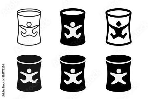 Indoor Skydiving Logo Set. Indoor skydiving in specialized wind tunnels. Icon set. Set Logo of Indoor skydiving in specialized wind tunnels: vertical wind