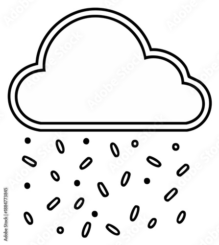 Cloud with raining objects line art