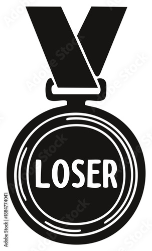 Black and White Medal Icon with the Word 'LOSER' on the Face