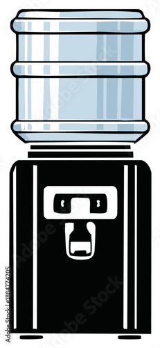 Vector Illustration of a Water Cooler with Refillable Bottle for Fresh Drinking Water