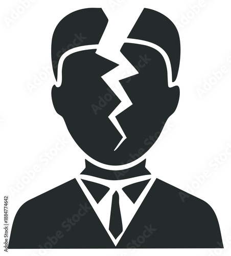 Silhouette illustration of a man with a cracked head representing mental health