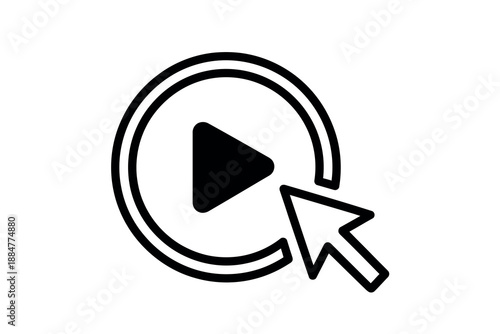 Black play button icon with circular arrow