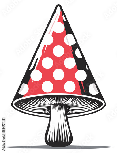 Amanita Mushroom Icon: Red Cap with White Spots Vector Illustration