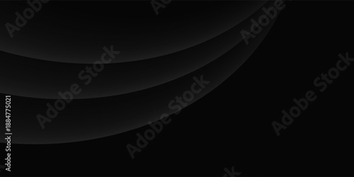 Dark black background abstract 3D geometric with wave effect decoration. Vector illustration
