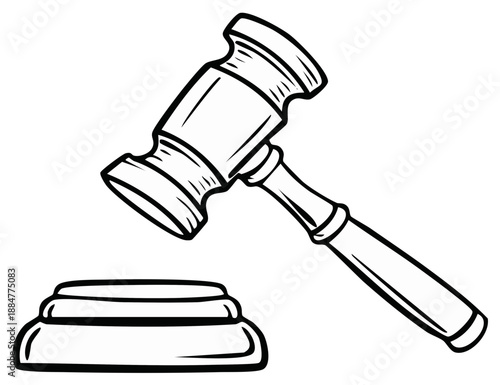 Gavel Illustration Symbol of Justice Law Court Order and Authority Auction Process Legal Concept