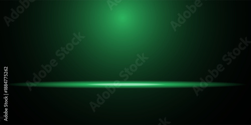 Bright green light strip with gradient glow fading into deep dark green background
