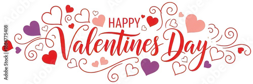 Wallpaper Mural Valentine Panoramic happy valentines day banner with cursive calligraphy and outlined heart icons Torontodigital.ca