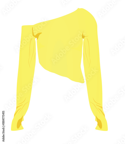 Yellow off shoulders t shirt. vector