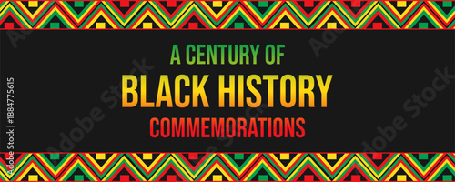 A banner celebrating the centennial featuring a close-up of a Black woman in a face-off style for Black History Month. Template for social media, flyers, postcards, etc.