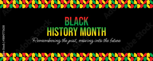 Black History Month horizontal banner with space for text. Template for social media, flyers, postcards, etc.