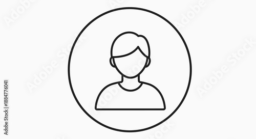 Simple line illustration of a person inside a circle viewed from the front