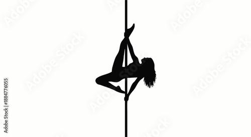 Woman Performing Aerial Silks Pose Silhouette.