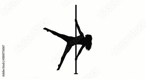 Woman Performing Pole Dance Silhouette.