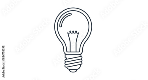 A simple line drawing of a light bulb on a plain background from a straightforward viewpoint, symbolizing idea generation