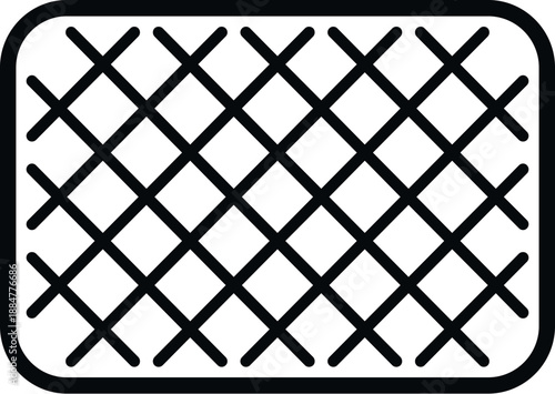 Mattress or bedding padding with a quilted diagonal grid pattern in line art