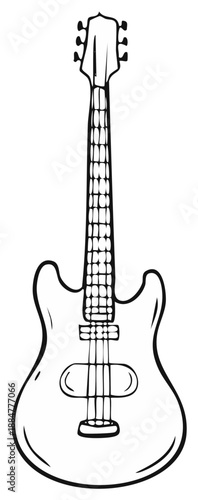 Electric Guitar Illustration of Stringed Musical Instrument Isolated on White Background