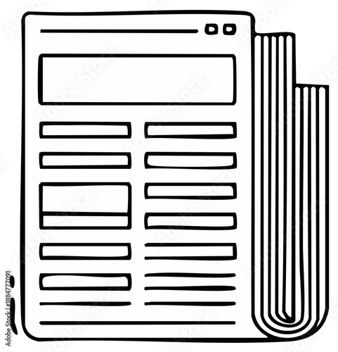 Illustrated newspaper with headline and articles