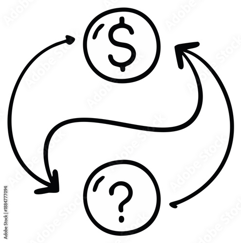 Dollar Coin to Question Mark: Concept of Economic Uncertainty Illustration