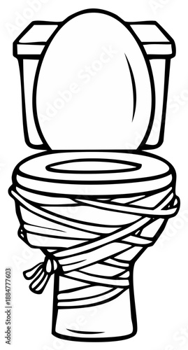 Cartoon Toilet Bound with Rope