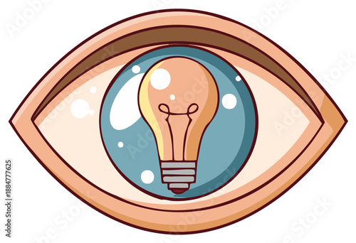 Lightbulb Idea Within Eye Pupil Symbolizing Insight and Vision