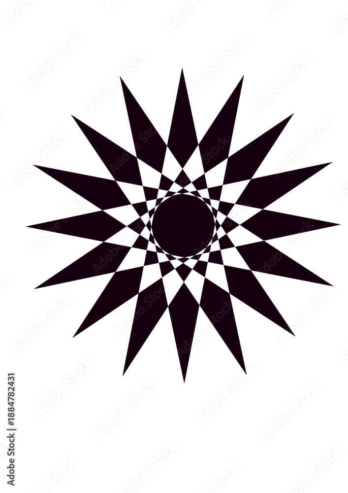 Fototapeta premium Eight Petal Geometric Flower Mandala and Radial Symmetrical Ornament