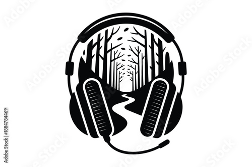 Headphones with Forest Path Inside