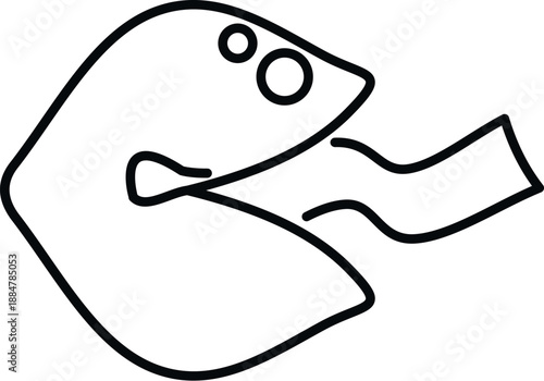 Fortune cookie outline with humorous face breaking open, revealing a paper message