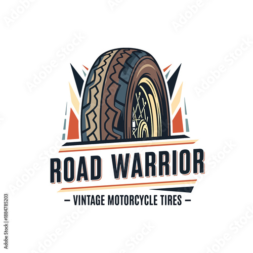 Vintage Motorcycle Tire Emblem Illustration for American Road Enthusiasts