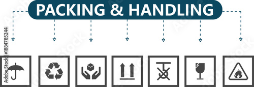 Logistics Safety and Shipping Symbols Toolkit 7 Handling Icons for Supply Chain Presentations, E commerce Workflows and Warehouse Compliance Infographics