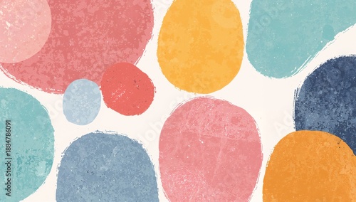 Colorful Abstract Shapes Create a Lively Pattern on a Light Background for Cr...