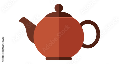 Illustration of a red teapot with a spout and handle viewed from the side