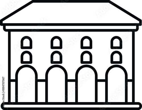 Courthouse building with abstract columns representing justice and law